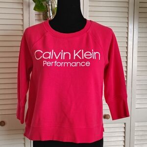 Calvin Klein Performance Hot Pink Logo Cropped Sweatshirt Size S – Like New